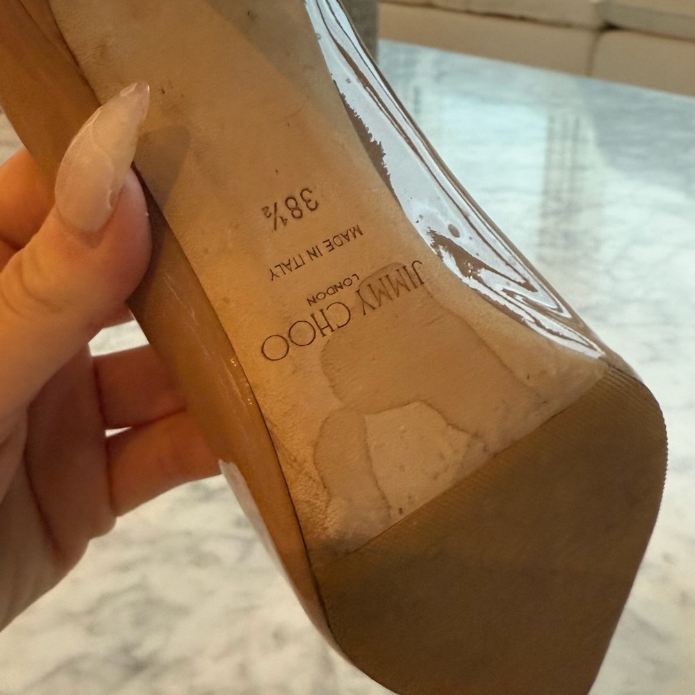 ✨ Authentic Jimmy Choo Light Brown Patent Leather Classic Pumps – Size 38.5 ✨ - Picture 5 of 5